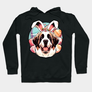 Saint Bernard Celebrates Easter with Bunny Ears Hoodie